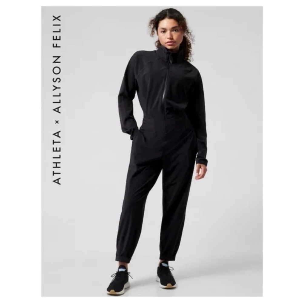 HTF - FREE SHIP! Athleta LEGEND Jumpsuit ALLYSON FELIX Black SIZE M
